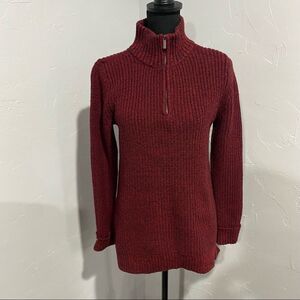 𝅺LAND’S End Red Quarter-zip closure sweater Size Small​​​